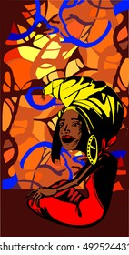 Stylized image of an adult African woman ethnic background