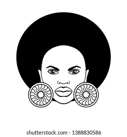Stylized image of a beautiful African woman. Vector.