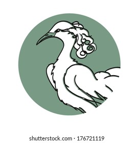 The stylized image of a bird on a circular background. Vector file.