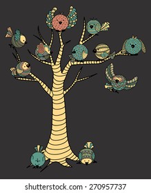 stylized image of birds and chicks