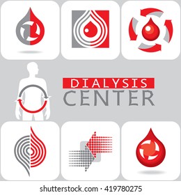 Stylized Image Of Blood Purification. Red Drop, Arrows. Vector Symbol, Sign, Icon.