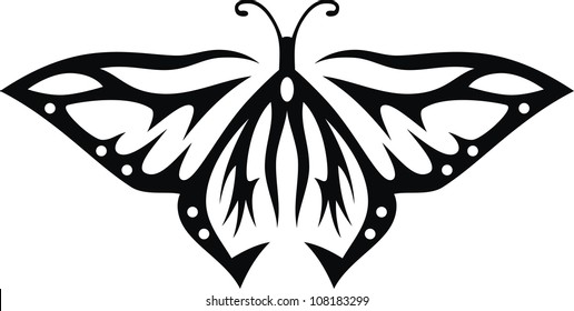 The stylized image of the butterfly in the form of a tattoo