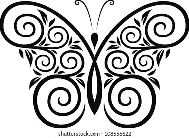 The stylized image of the butterfly in the form of a tattoo
