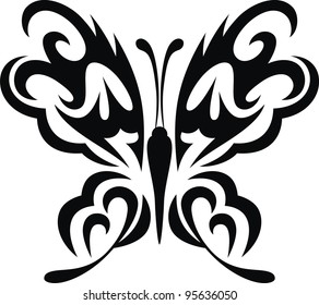 The stylized image of the butterfly in the form of a tattoo