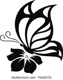 The stylized image of the butterfly in the form of a tattoo