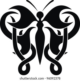 The stylized image of the butterfly in the form of a tattoo