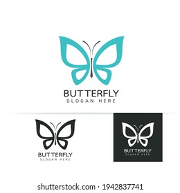 Stylized image of butterfly logo template on white background , butterfly silhouette logo isolate Vector illustration