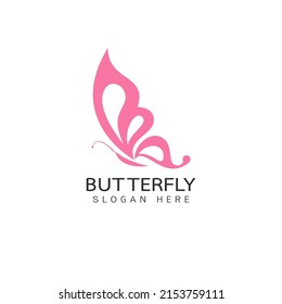 Stylized image of butterfly logo template on white background , butterfly silhouette logo isolate Vector illustration