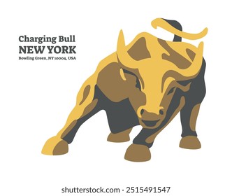 Estilizada Imagen de Charging Bull de Wall Street Nueva York. Vector ilustración de stock. Logo, emblema. Símbolo de la competencia y las finanzas