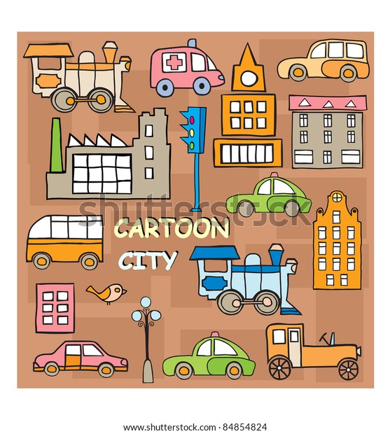 The stylized\
image of the city in style\
cartoon
