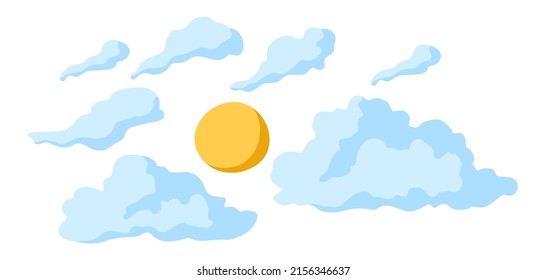 Stylized image of clouds and sun. Natural illustration. Abstract style.