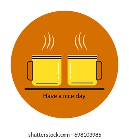  stylized image of coffee cups. Decoration, illustration. A good start to the day. / Concept: a good day, Everybody loves coffee /