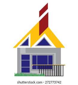 The stylized image of the cottage. Vector illustration.