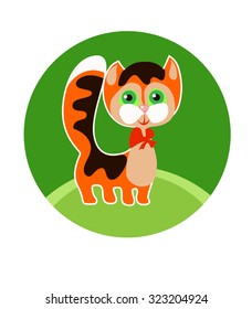 A stylized image of a cuddly kitten for postcards