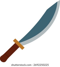 Imagen estilizada de una espada curva, aislada sobre un fondo blanco.
