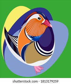 Una imagen estilizada de un pato decorativo basado en una forma de huevo.
