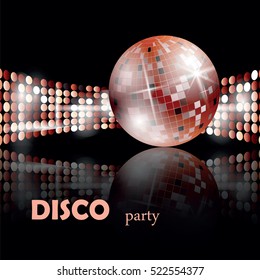 a stylized image of disco ball on a dark background with light