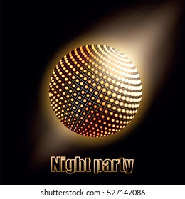 a stylized image of disco ball on a dark background with light