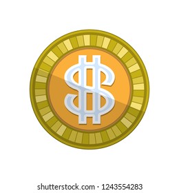 Stylized image of a dollar coin. Flat. Vector illustration