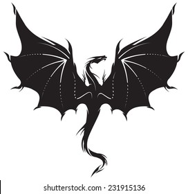 Stylized image of Dragon in black and white.