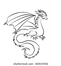 Stylized image of Dragon in black and white.