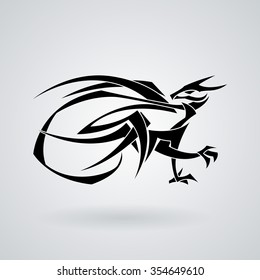 The stylized image of a dragon. Vector. Tattoo.