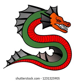 stylized image of dragons, Dragon Vector design, Dragon illustration Concept