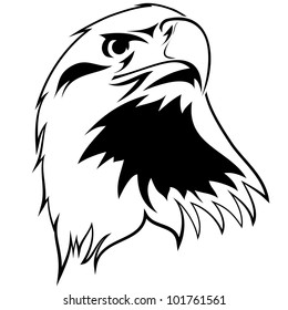 stylized image of an eagle. Black and white tattoo