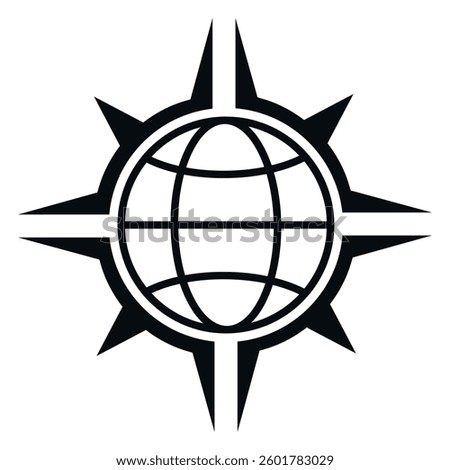Stylized image of the Earth's globe and compass