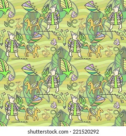 stylized image of ethnic decorative seamless pattern