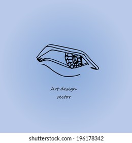 The stylized image of the eye on a blue background, symbol, vector