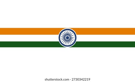 Uma imagem estilizada com as cores da bandeira nacional da Índia - laranja, branco e verde - com o Ashoka Chakra no centro, transmitindo nacionalismo, unidade e orgulho. Ideal para campanhas patrióticas e materiais educativos.