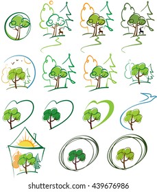 a stylized image of the forest and nature, colors versions