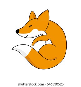 the stylized image of a fox. the fox sleeps. vector logo