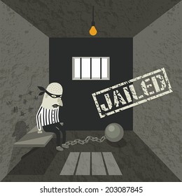 Stylized image of a gangster in a prison cell