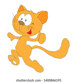 Stylized image of a ginger cat that runs on its hind legs