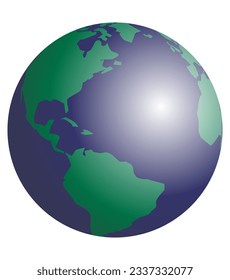 Stylized image of the globe. Blue oceans and green continents.