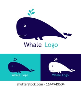 Stylized image of graceful blue Whale silhouette logo icon emblem template ,Set of blue Whale , simple icon Whale abstract with blue color on white background Vector illustration