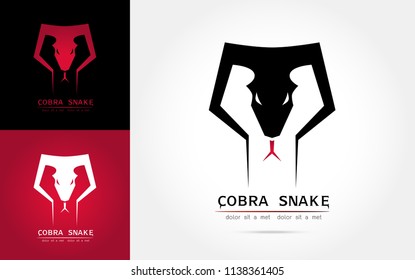 Stylized image of graceful cobra snake  silhouette logo icon emblem  template ,set of cobra head, cobra snake  tattoo on white background Vector illustration