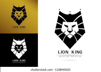 Stylized image of graceful Lion king silhouette logo icon emblem  template ,set of lion head, lion tattoo on white background Vector illustration