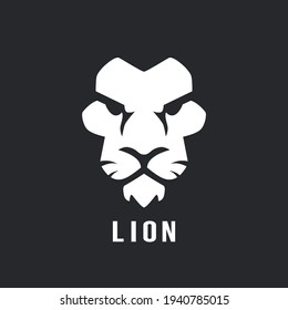 Stylized image of graceful Lion king silhouette logo icon emblem template ,set of elegant lion head logo design, lion tattoo on Black  background Vector illustration