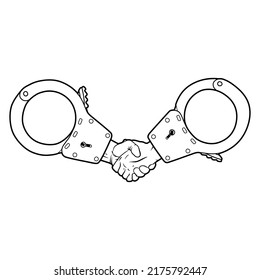 imagen estilizada de esposas.en lugar de una cadena de apretón de manos.estilo lineal.ilustración vectorial en un fondo blanco.diseño moderno de tipografía perfecto para diseño web, medios sociales, afiche, banner, volante, etc