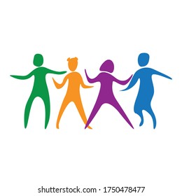 Stylized image of happy children. Simple vector illustration on a white background.