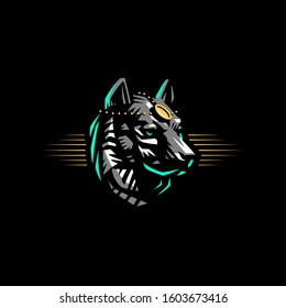 A stylized image of the head of a dog or wolf. Vector illustration.
