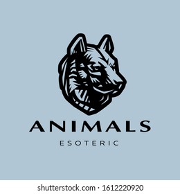 A stylized image of the head of a dog or wolf. Vector illustration.