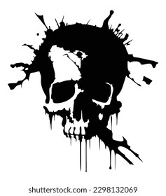 Stylized image of a human skull in grunge style. Vector illustration isolated on white.