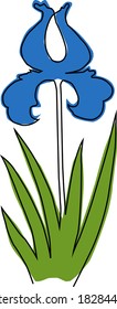 
Stylized image of iris, drawn with one line. Isolated image, vector. Design element.