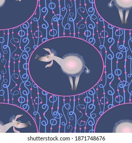 The stylized image of a lamb. Vector graphics. Seamless pattern
