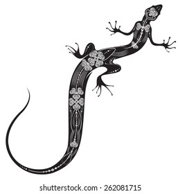 Stylized image of Lizard in black and white in vector. Works well as mascot, print or tattoo.