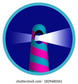 Stylized image of a luminous lighthouse. Icon for an avatar.